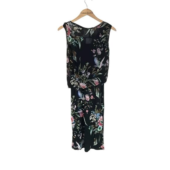 Fuzzi Bouquet Floral Hummingbird Print Sleeveless Tulle Jersey Sheath Dress - Picture 2 of 16